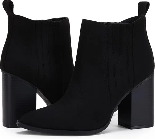 Miniatura 5 de Botines de tacón de bloque medio apilados con punta puntiaguda para mujer