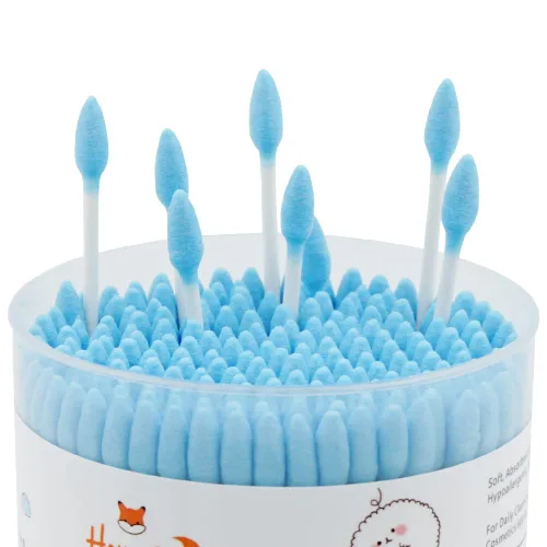 Miniatura 4 de Hisopos de algodón azules de precisión con punta - 400 unidades de hisopos de algodón orgánico puntiagudos de doble lado con puntas de algodón