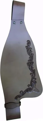 Miniatura 4 de CHALLENGER Horse Western Adult Tooled Genuine Leather Replacement Saddle Fenders 5225 Marrón claro