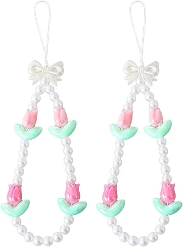 Miniatura 13 de Beaded Phone Charm Cute Fixed Beads Pearl Wristlet Chain Camera Wrist Strap CarKey Lanyard