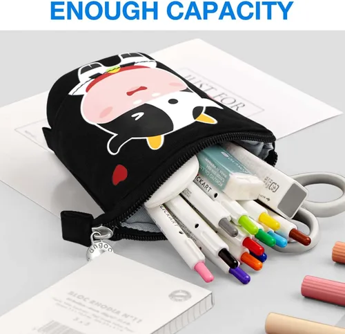 Miniatura 5 de Lindo estuche de pie de lápices para niños, estuche de lápices desplegable, bolsa de maquillaje, regalo de Navidad, estuche de lápices de lona