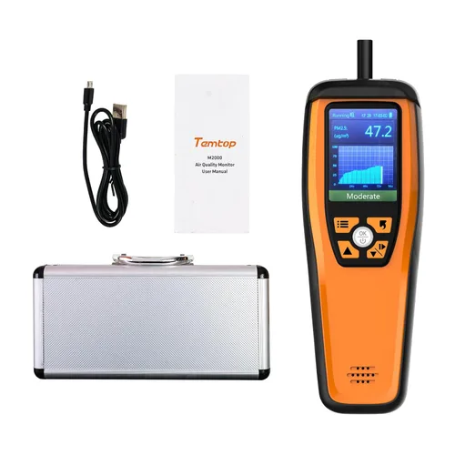 Temtop Monitor avanzado de calidad del aire para CO2, PM2.5, PM10, con alarma de audio, información de temperatura y humedad, además de exportación
