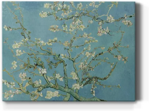 Renditions Gallery Vincent Van Gogh Impreso Flores de almendra, famosa reproducción de pintura, lienzo de alta calidad envuelto en galería, listo