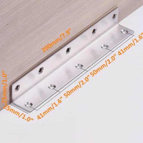 Miniatura 2 de Soportes en L, 4 unidades de soporte de esquina con ángulo, acero inoxidable superior, 4" x 1" M, 2 mm de espesor, para estante de madera, mueble