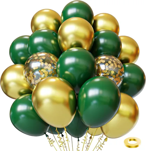 Miniatura 11 de Globos negros y dorados, kit de 50 globos de 12 pulgadas, globos de látex negros para decoraciones de cumpleaños, año nuevo, boda, graduación