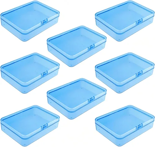 Miniatura 14 de Goodma 4 Piezas Cajas Rectangulares de Plástico Vacías Contenedores Organizadores de Almacenamiento con Tapas con Bisagras para Artículos Pequeños