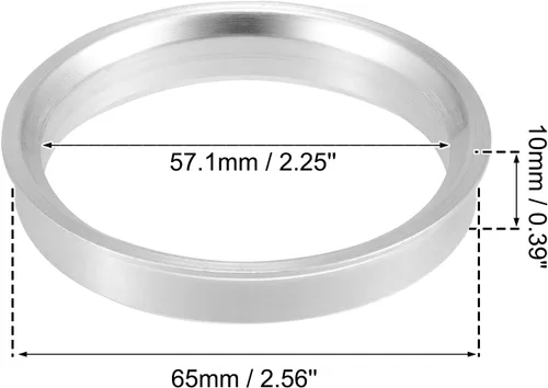 Miniatura 5 de X AUTOHAUX 2 piezas de anillos de buje centrados para el centro del orificio de la rueda de aluminio, de 65 mm de diámetro exterior a 57,1 mm