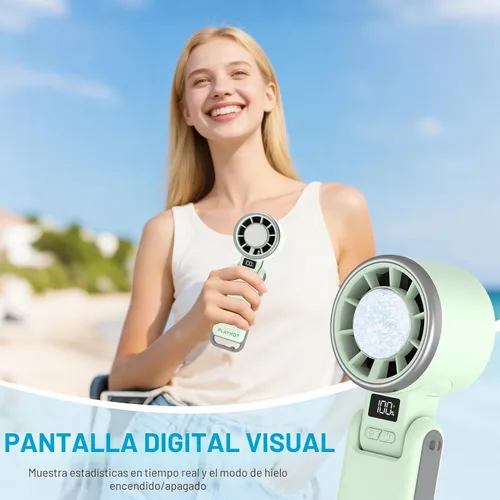 Miniatura 7 de PlayHot Ventilador Portátil de Mano Mejorado con Enfriamiento de Hielo de 60°F, Hasta 12Hrs de Funcionamiento, Ventiladores de Mano Portátiles de 5