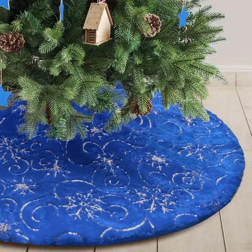 Miniatura 21 de Falda de árbol de Navidad de felpa negra de 24 pulgadas, pequeña, de piel sintética gruesa, lujosa decoración navideña para Año Nuevo, decoración