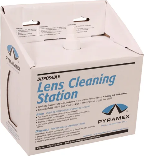 Miniatura 2 de Estación de limpieza de lentes Pyramex con 16Oz Solución de limpieza 1200 tejidos