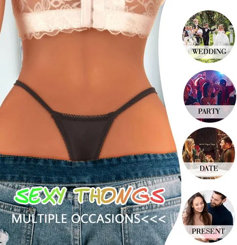 Miniatura 4 de Tanga de tanga para mujer, ropa interior sexy elástica con espalda en T