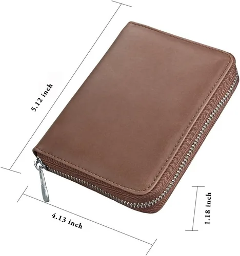 Miniatura 29 de boshiho Cartera con bloqueo RFID de 24 ranuras para tarjetas de crédito, de piel auténtica, organizador de múltiples tarjetas, con cremallera