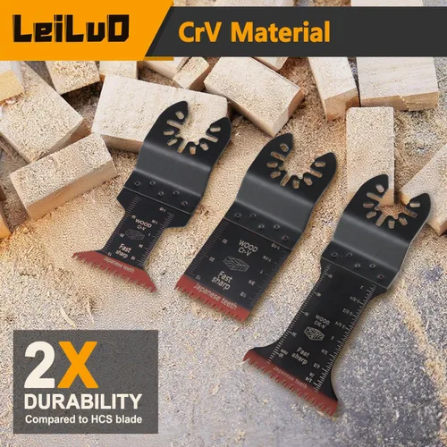 Miniatura 7 de LEILUO Juego de cuchillas multiherramienta de 7 piezas para madera, dientes japoneses extralargos, hoja de sierra oscilante, liberación rápida