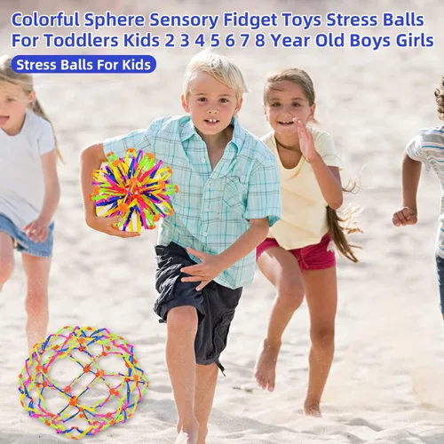 Miniatura 7 de 2 piezas de juguete de bola de respiración expandible de esfera colorida – Bola antiestrés para aliviar la ansiedad, juguete sensorial y Fidget