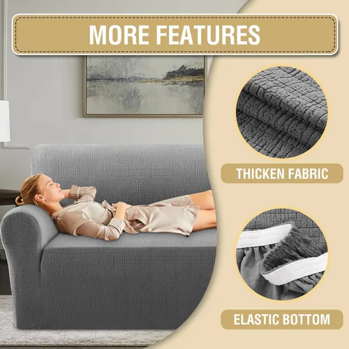 Miniatura 7 de H.VERSAILTEX - Funda elástica para sofá de jacquard con protector de muebles impermeable de 1 pieza, fundas para sofá elásticas con parte inferior