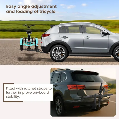 Miniatura 4 de ABORON Soporte para Triciclo, Soporte de Enganche para Triciclo de Neumáticos Gruesos de 5" para SUV, Camión, Furgoneta, RV, Se Ajusta a Receptor