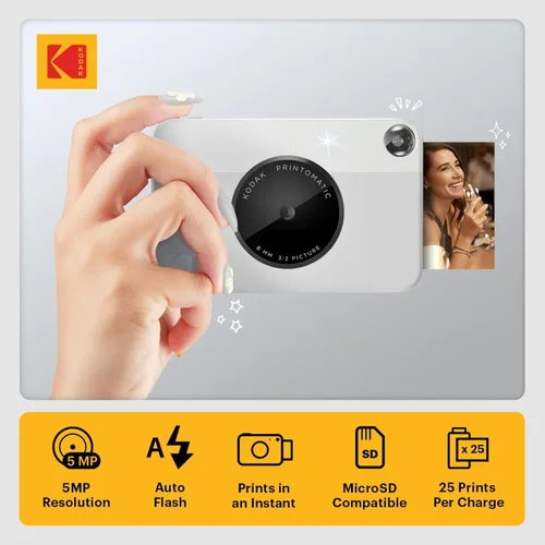 Miniatura 2 de Kodak Printomatic - Cámara instantánea (verde) todo en paquete + papel Zink (20 hojas) + funda de lujo + álbum de fotos + 7 juegos de calcomanías +