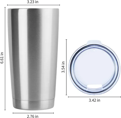 Miniatura 5 de DOMICARE - Vaso de acero inoxidable de 20 onzas con tapa, de pared doble aislada al vacío, taza de viaje, taza de café con recubrimiento en polvo