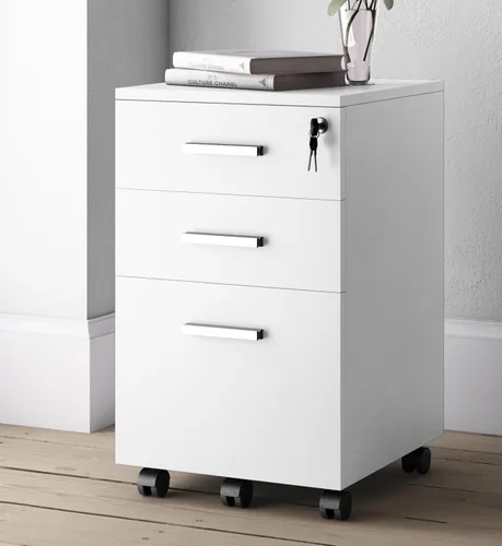 Miniatura 11 de Lazio Archivador de 26 pulgadas con cerradura, archivador para el hogar y la oficina, archivador de 3 cajones con ruedas para cartas de tamaño A4