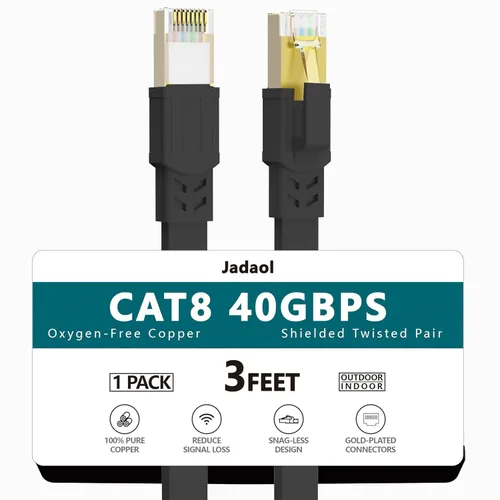 Miniatura 14 de Jadaol Cable Ethernet Cat 8 de 20 pies, 40 Gbps 2000 MHz, cable de conexión LAN RJ45 S/FTP, cable de red Cat8 de alta velocidad para router, módem