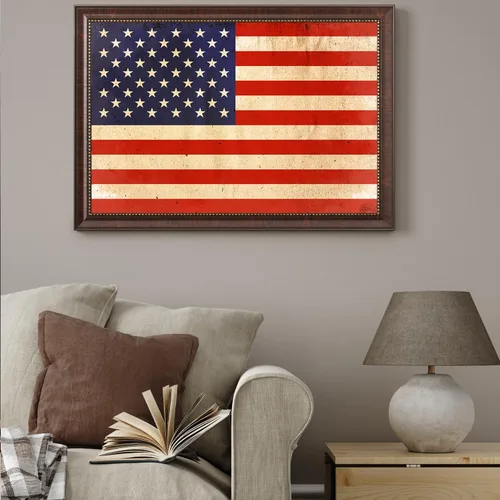 Miniatura 3 de DECORARTS - Arte de pared enmarcado con bandera de los Estados Unidos. Impresiones giclée en lienzo para decoración de pared. Total