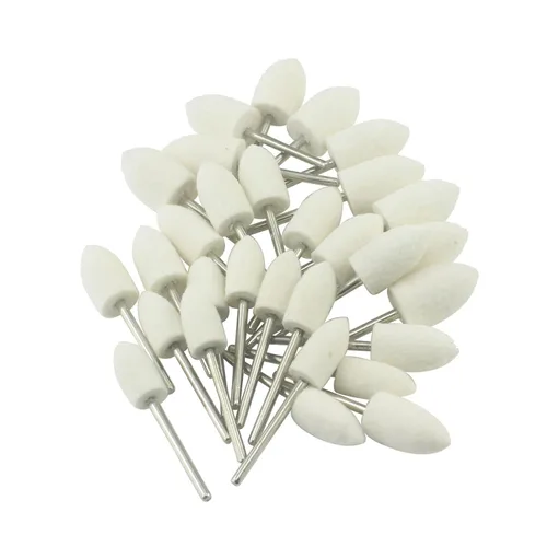 30 brocas de pulido de fieltro de lana, puntos de pulido de lana con forma de cono de vástago de 3/32 pulgadas para herramienta giratoria (0.315 in,