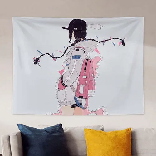 Miniatura 16 de MLAFE Tapiz Kawaii con temática de cómic de anime, póster de dibujos animados, arte de franela para decoración del hogar
