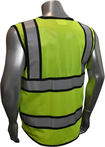 Miniatura 2 de (B Chaleco de seguridad para ingeniero, seguridad reflectante de alta visibilidad, chaleco de malla con cremallera y bolsillos Amarillo