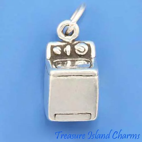 Miniatura 3 de Lavadora Lavadora Lavandería 3D 925 Plata Esterlina Colgante Pulsera Joyería Fabricación Suministro, Plata esterlina, No es una piedra preciosa