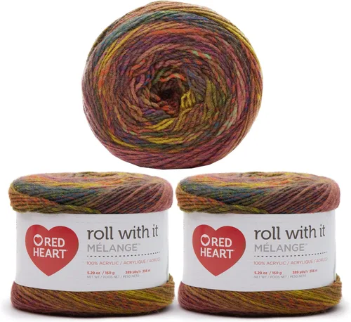 Miniatura 32 de Red Heart Roll with It Sparkle - Hilo de amatista – Paquete de 3 unidades de 5.29 oz/5.3 onzas, mezcla acrílica, 4 medianos (peinado), 561 yardas