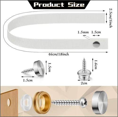 Miniatura 2 de 2 correas para puerta de caravana con 4 broches de botón de 18 pulgadas, correa de puerta corrediza para cámper RV con correa de escalera de barco a