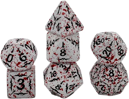 Miniatura 13 de Juego de dados de metal con escamas de dragón en color negro con caja de exhibición, perfecto para juegos, equilibrio adecuado y distribución