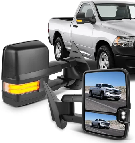 Miniatura 10 de ECCPP Juego de espejos de remolque, reemplazo en pareja, compatible con Chevy Silverado 1500 2500 HD 3500 Suburban 1500 2500 Tahoe para GMC Sierra