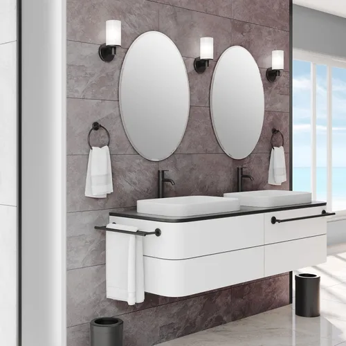 Miniatura 2 de Gatco 4244MX Latitude II - Toallero doble de 24 pulgadas, negro mate/soporte para toallas doble montado en la pared para baño