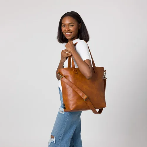 Miniatura 7 de Simple Modern Bolso de mano de piel vegana para mujer Bolso grande de trabajo para portátil con cremallera superior para viajes, escuela, profesora