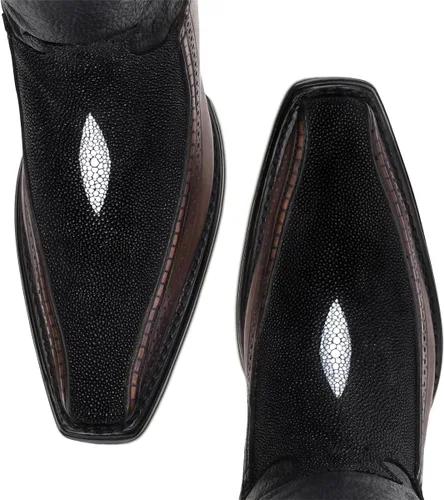 Miniatura 8 de Cuadra Bota vaquera para hombre en cuero genuino Stingray Negro