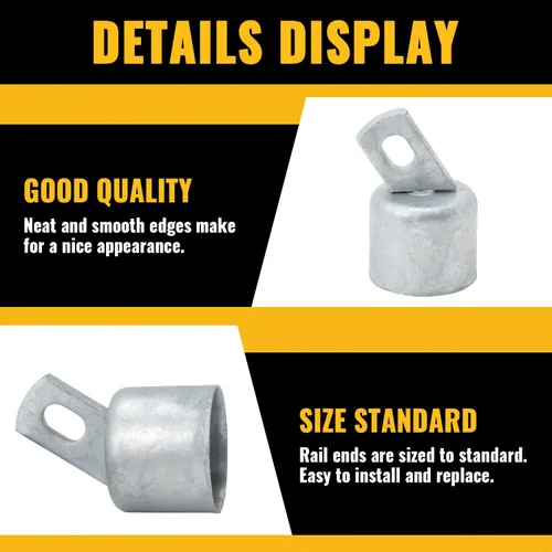 Miniatura 6 de VIVIDA Extremo superior del riel de 1-5/8" para valla de enlace de cadena, tapa de extremo de riel para tubo de diámetro exterior de 1-5/8", acero