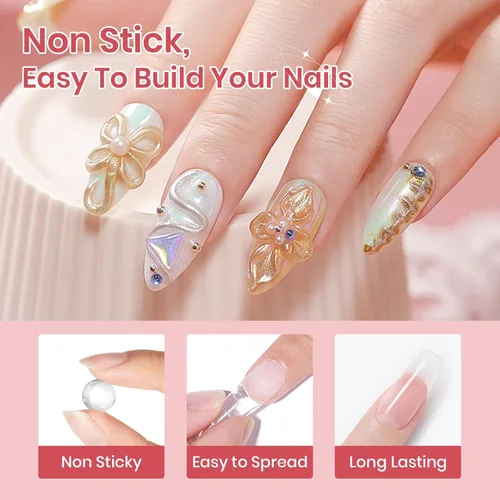Miniatura 6 de Gel de arte de uñas 3D transparente y blanco, gel sólido constructor para uñas, antiadherente, para escultura de manos, geles duros con doble