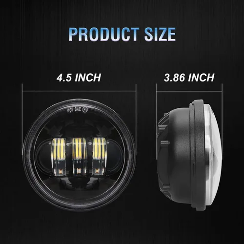 Miniatura 3 de LX-LIGHT 4.5 pulgadas Luz LED Negra de Pasar Antiniebla de Foco Auxiliar para Proyector de Motocicletas Lámpara de Conducción Negro