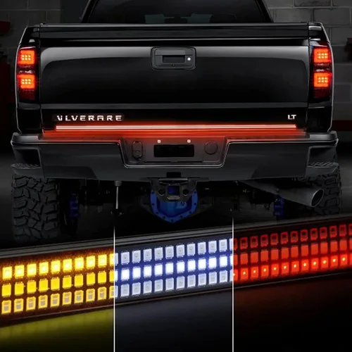 Miniatura 12 de Barra de luz para portón trasero de 48"/49", tira de luz LED de tres filas para portón trasero con luces de freno rojas de circulación, luces