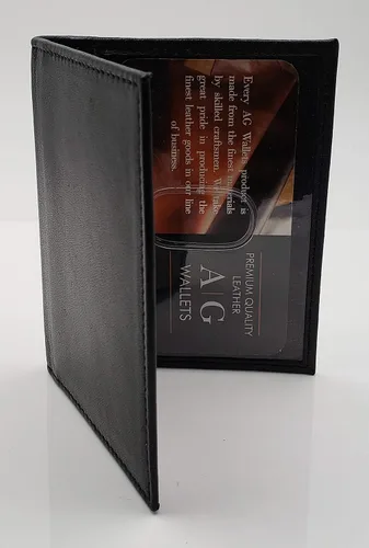 Miniatura 2 de AG Wallets Soporte de licencia plegable de cuero para 2 identificaciones, Negro -, Tarjetero e identificación