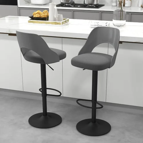 Miniatura 22 de civama Juego de 2 taburetes de bar para encimera de cocina, altura del asiento ajustable de 25 a 33 pulgadas, sillas de isla giratorias tapizadas
