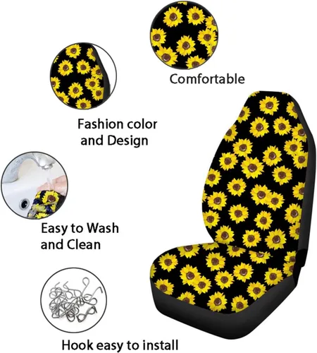 Miniatura 3 de Forchrinse Bee - Juego de fundas para asiento delantero y trasero con funda para palanca de cambios de freno de mano, funda para reposacabezas