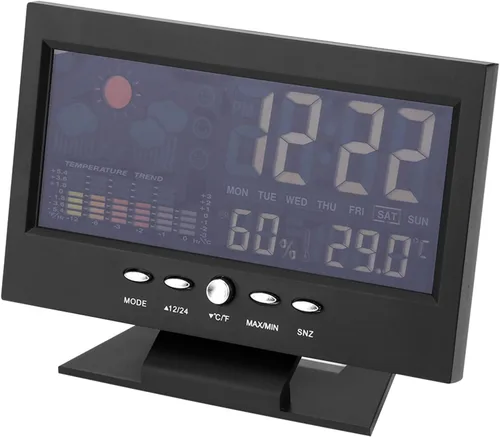 Miniatura 7 de Reloj digital, pantalla digital de temperatura y humedad con alarma, 12/24 horas conmutable para actividades y regalos
