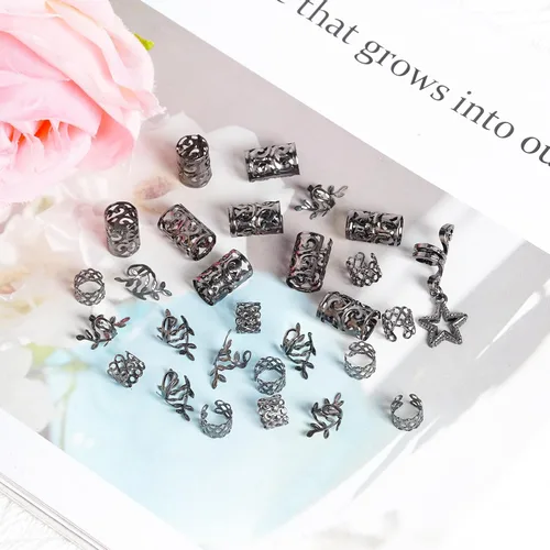 Miniatura 3 de hoyuwak - 40 piezas de joyería para trenzas, accesorios para rastas y loc, cuentas para el cabello, pinzas, puños, anillos y encantos para mujeres