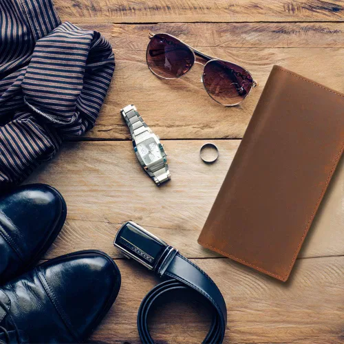 Miniatura 7 de Kattee cartera plegadiza clásica de cuero para hombre