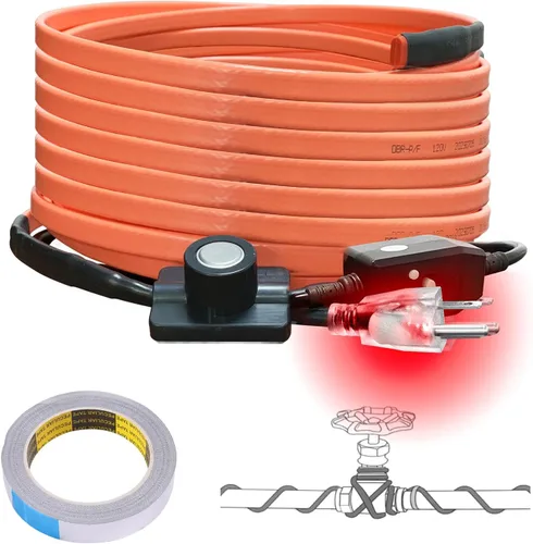 Miniatura 16 de Cupohus Cinta térmica para tuberías de agua con termostato de 6 pies, protección contra congelación, cable de rastro de calor autorregulable