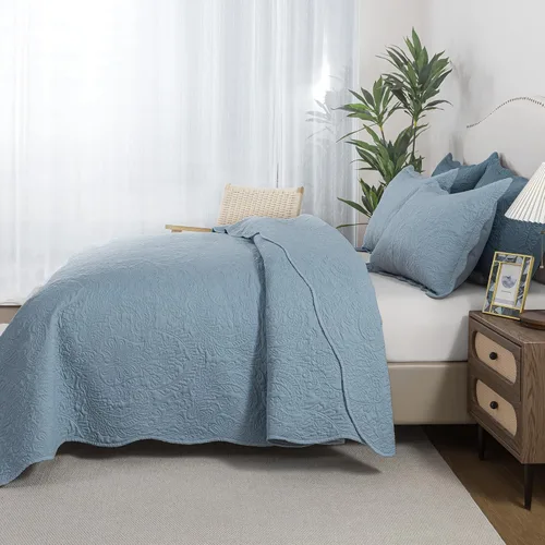 Miniatura 29 de HoneiLife - Juego de colcha de tamaño Queen, juego de ropa de cama de pana bordada de 3 piezas, colcha de lujo, ligera, cálida, para todas las Pana