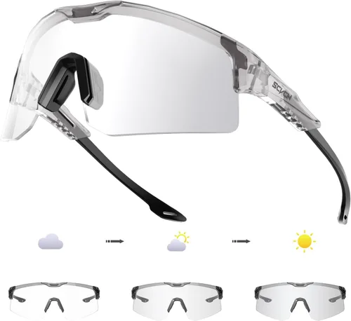 Miniatura 12 de SCVCN Gafas de ciclismo fotocromáticas para hombres y mujeres, UV400, gafas deportivas para jóvenes, a prueba de viento, para béisbol, golf 04