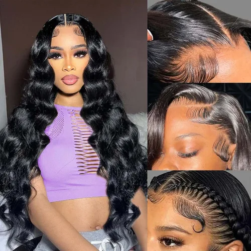 MAKATI Pelucas de cabello humano ondulado de 22 pulgadas con encaje frontal transparente HD de 22 pulgadas, densidad 200, para mujeres negras, sin